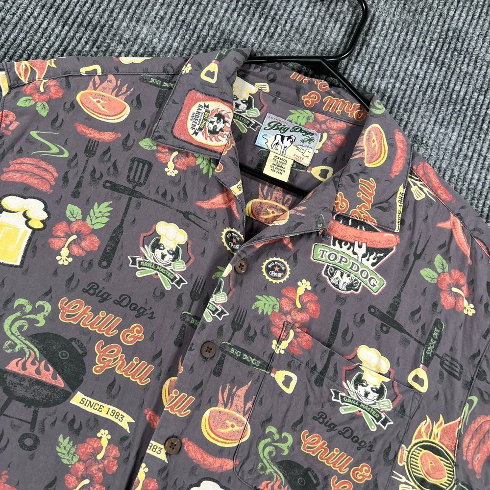 Vintage Big Dogs Graphic Shirt Mens Medium Short Sleeve Button Up Relaxed